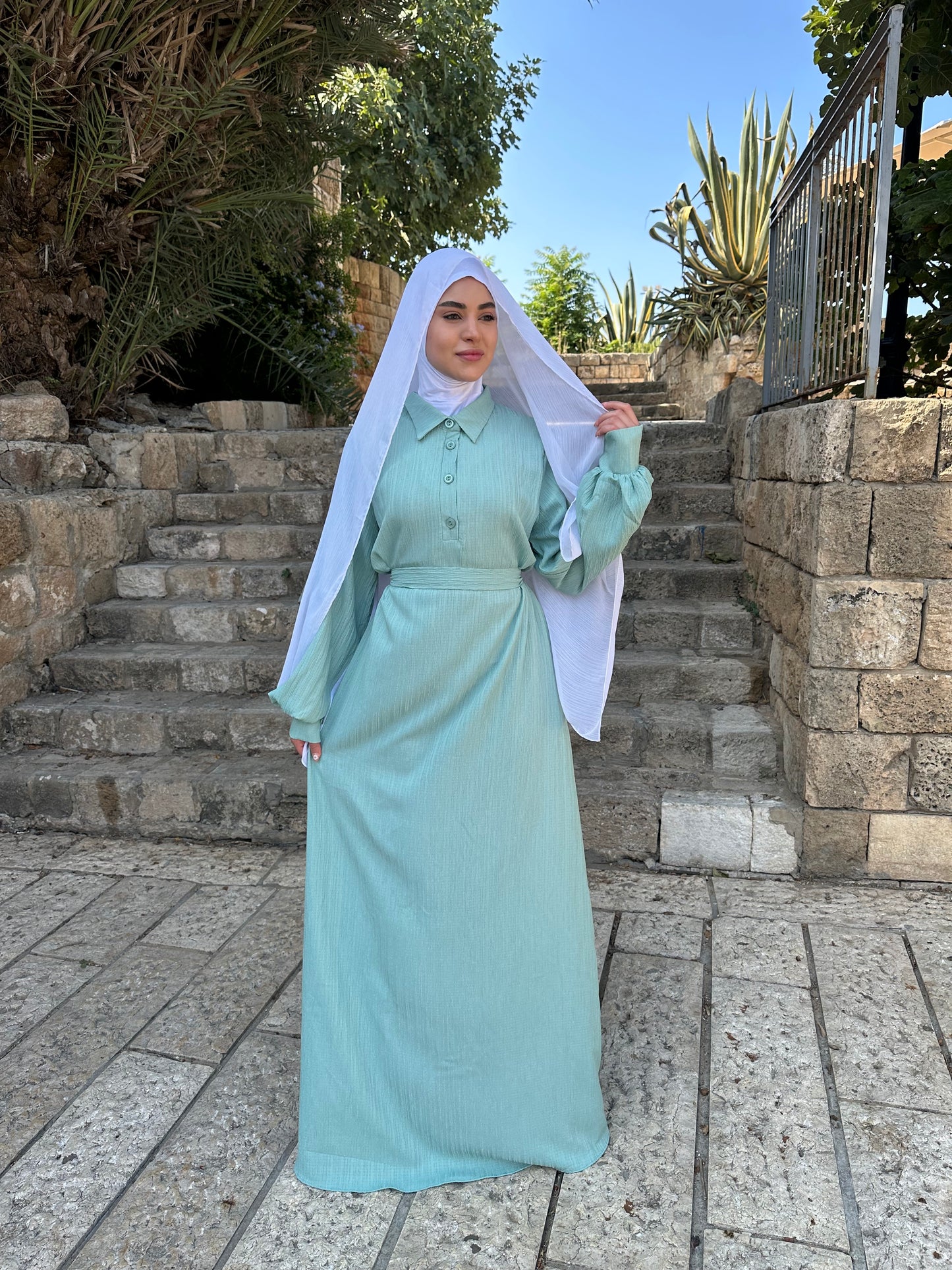 فستان الرِفا- لون فستقي
