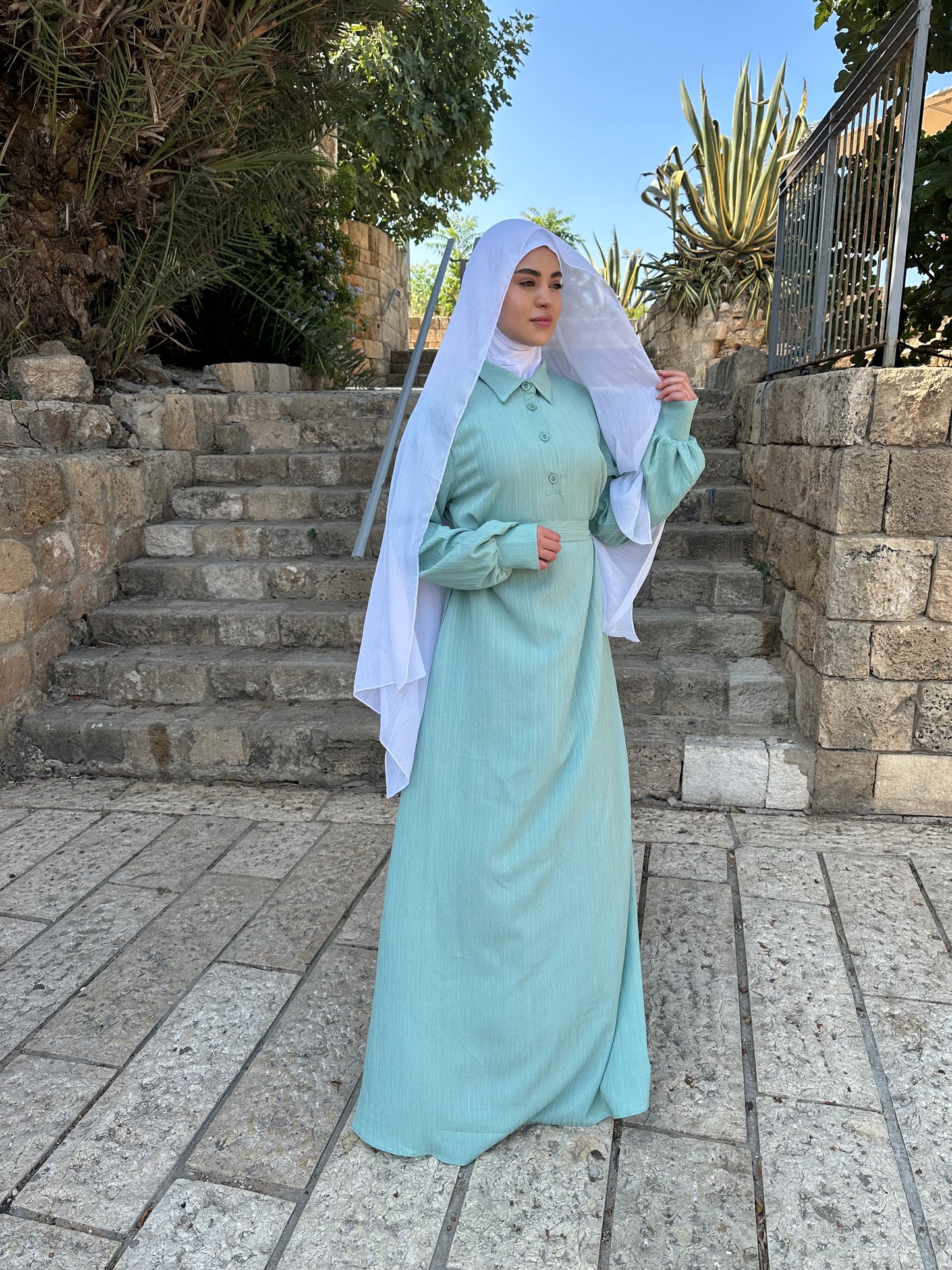 فستان الرِفا- لون فستقي